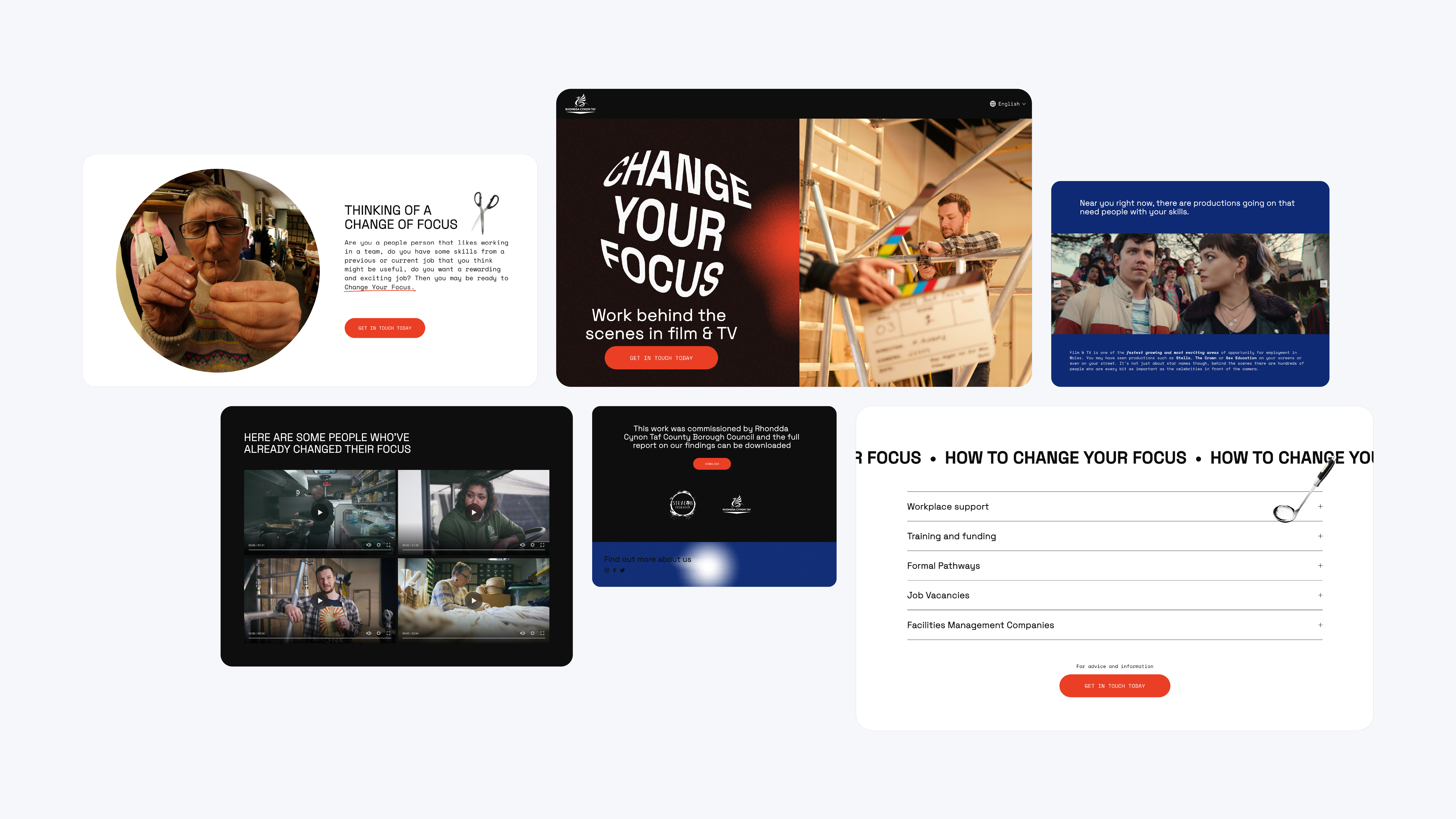 Overview of a website design for Change Your Focus