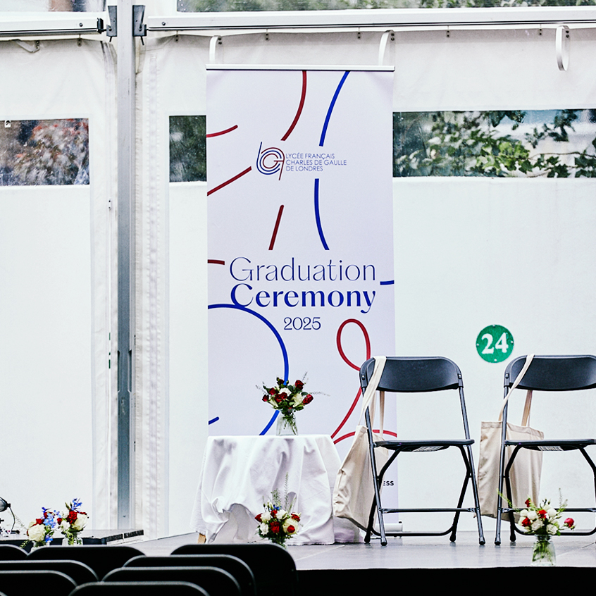 Rollup banner design for The Lycée Français Charles de Gaulle 2025 Graduation Ceremony