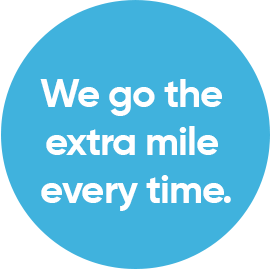 We go the extra mile every time circle