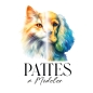 Logo montrant une tête de chien stylisée en aquarelle avec les mots 'Pattes & Modeler'.