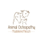 Logo d'Animal Ostéopathie avec une silhouette d'animal en mouvement et le nom Madeleine Miesch en dessous.