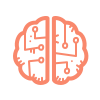 Icône d'un cerveau stylisé avec des circuits électroniques intégrés.