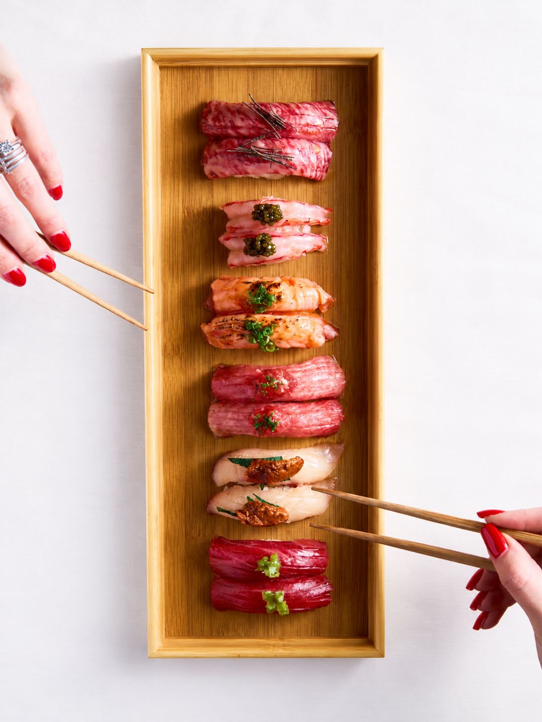 Nigiri tray with chopsticks