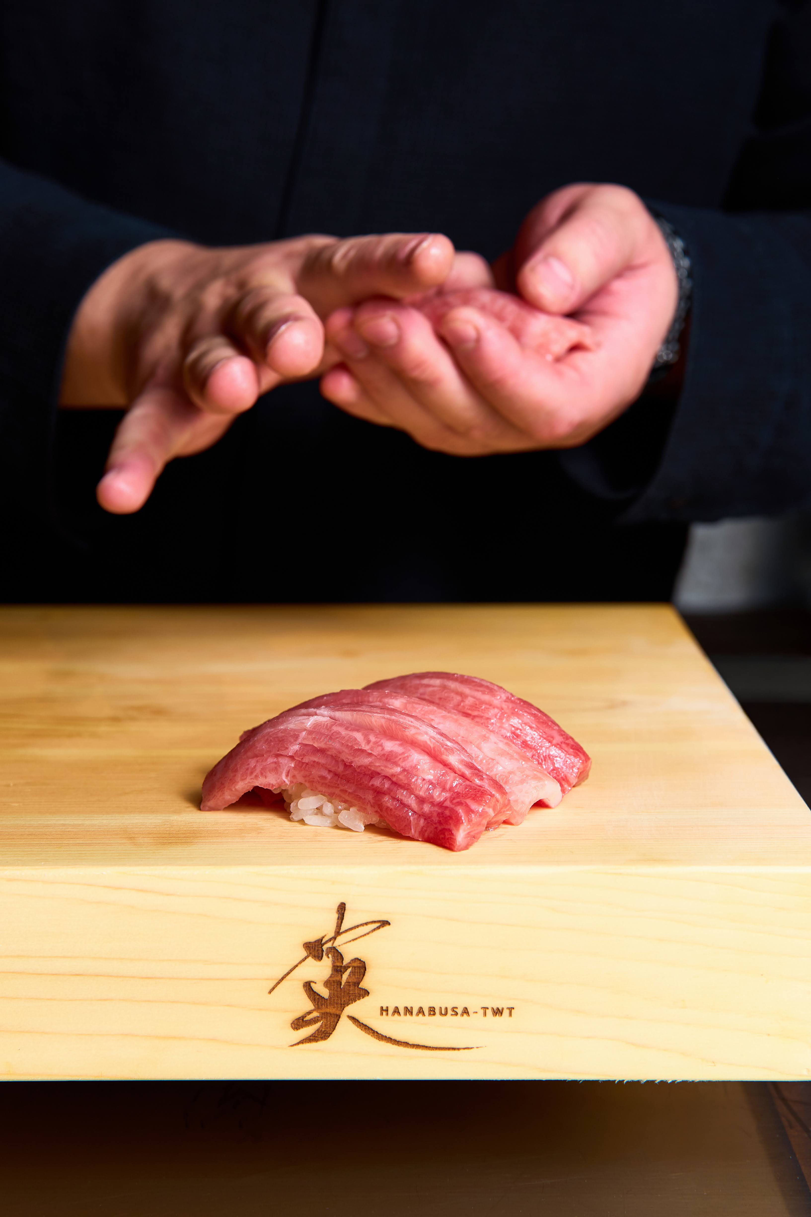 Chef preparing sushi and nigiri