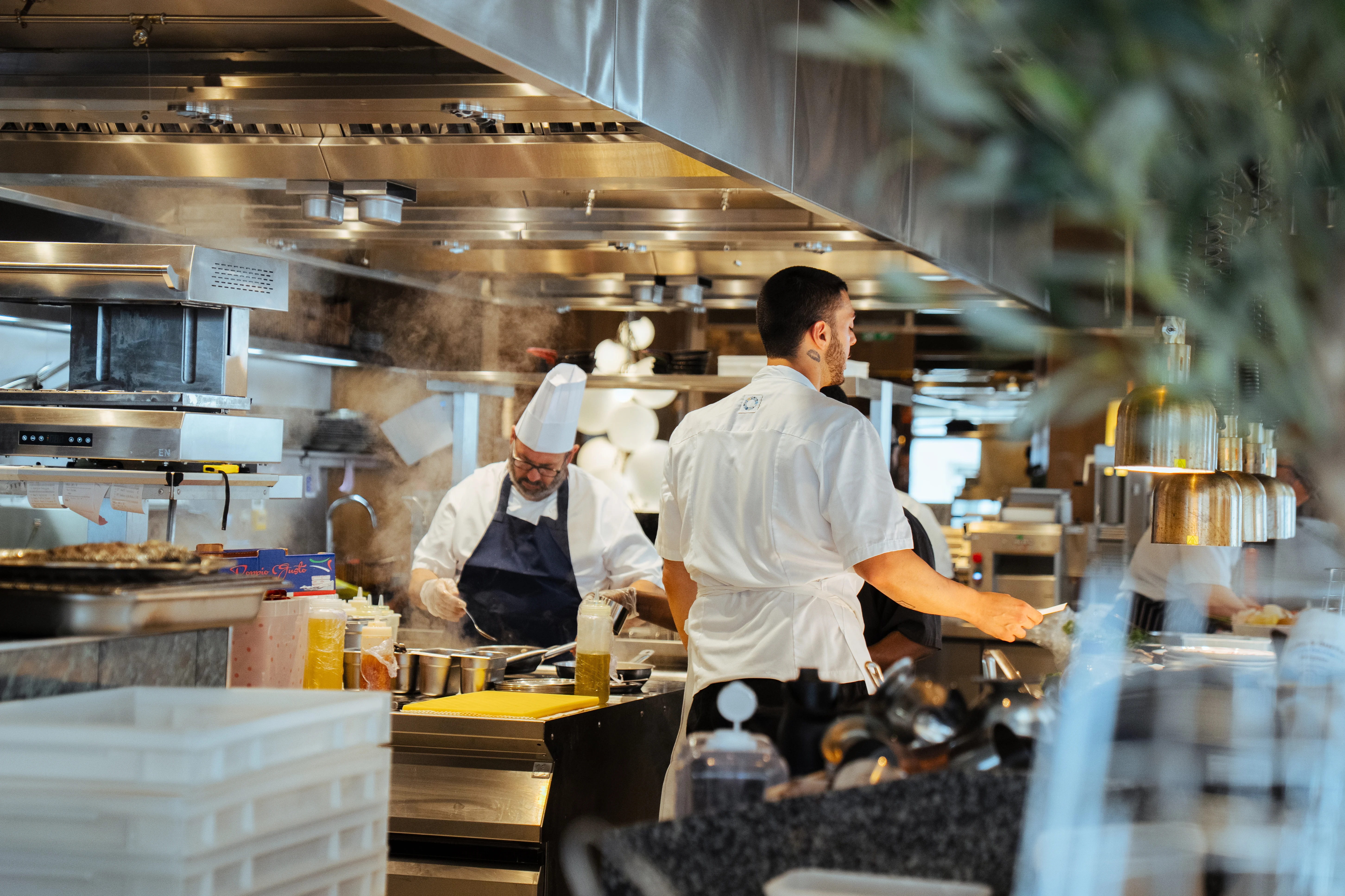 ALBA's open kitchen and dining room in Knightsbridge