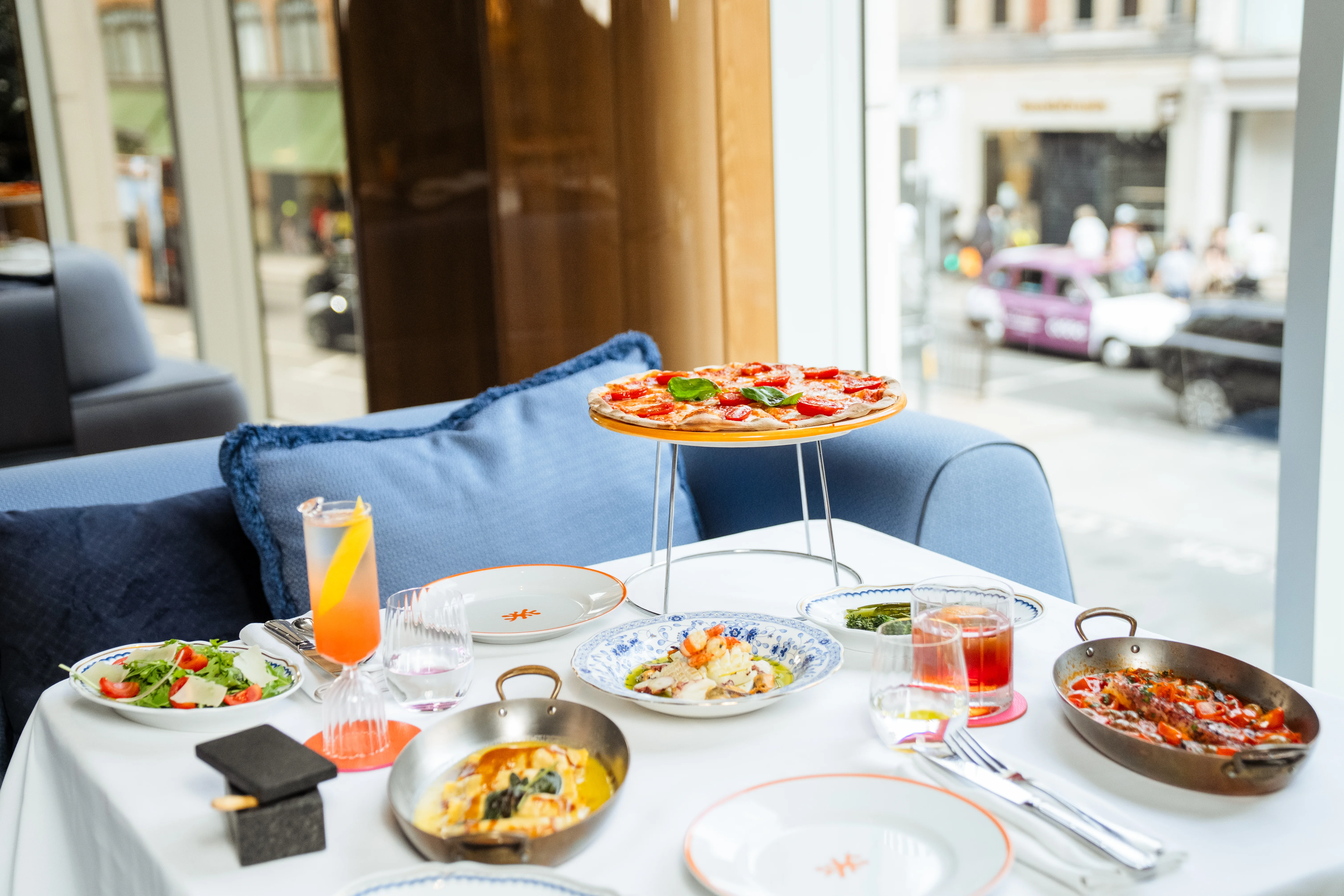 A set table at ALBA, Italian restaurant in Knightsbridge