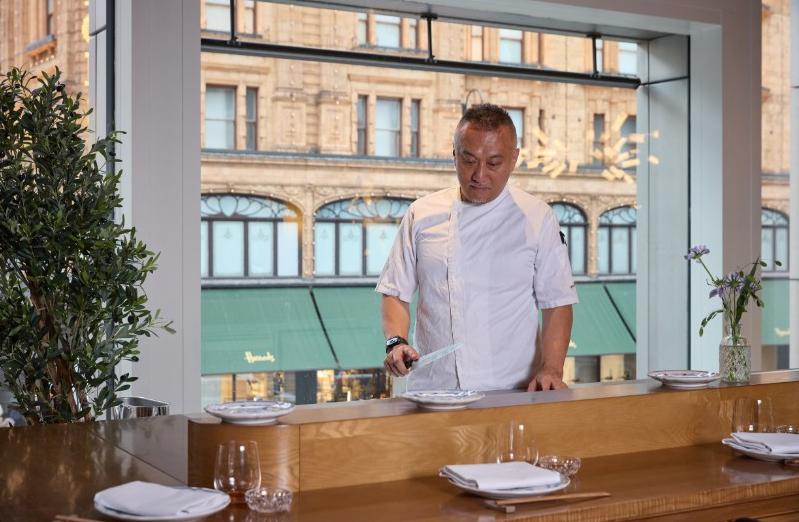 Chef preparing sushi and nigiri