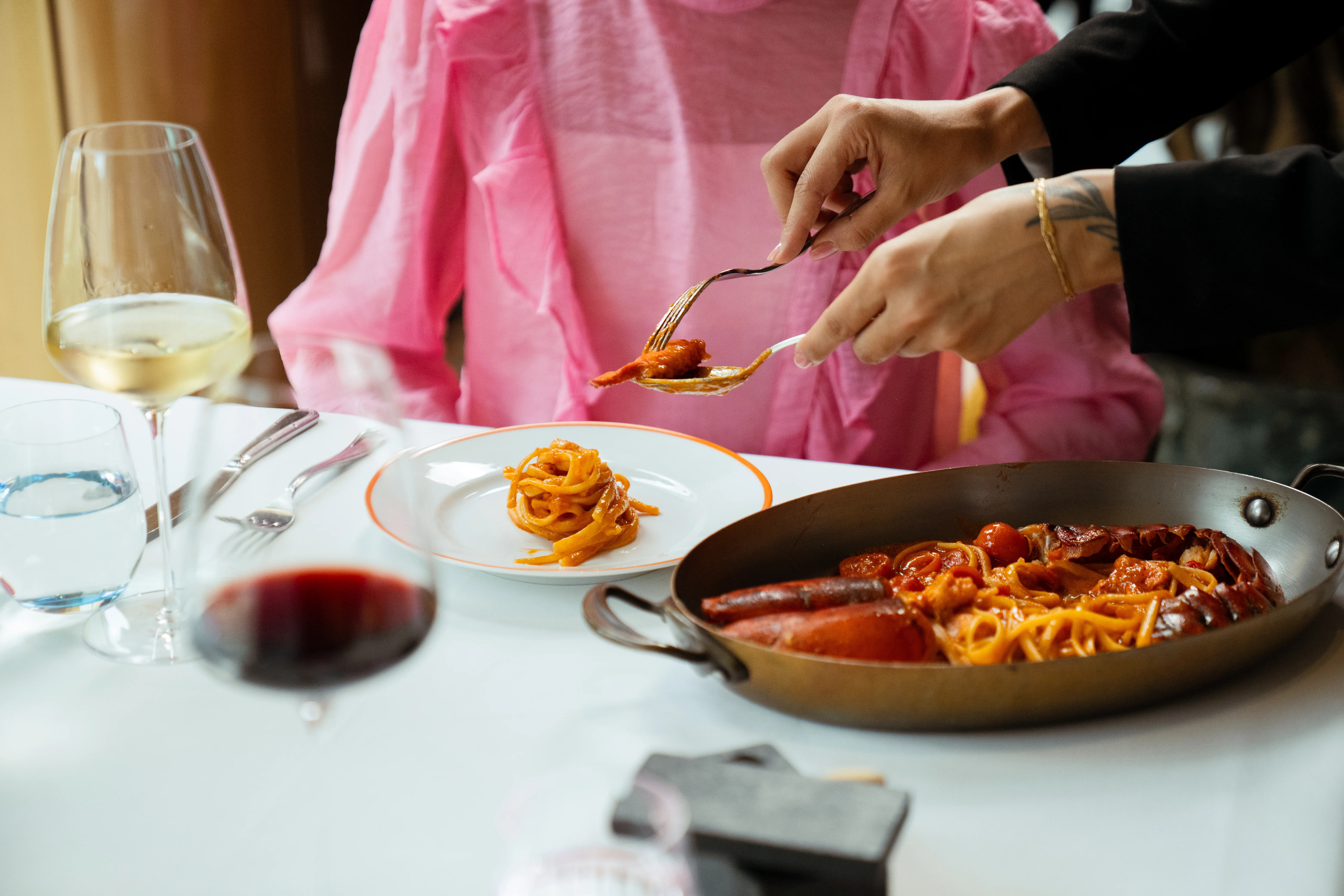 Coastal seafood pasta served at ALBA London in Knightsbridge