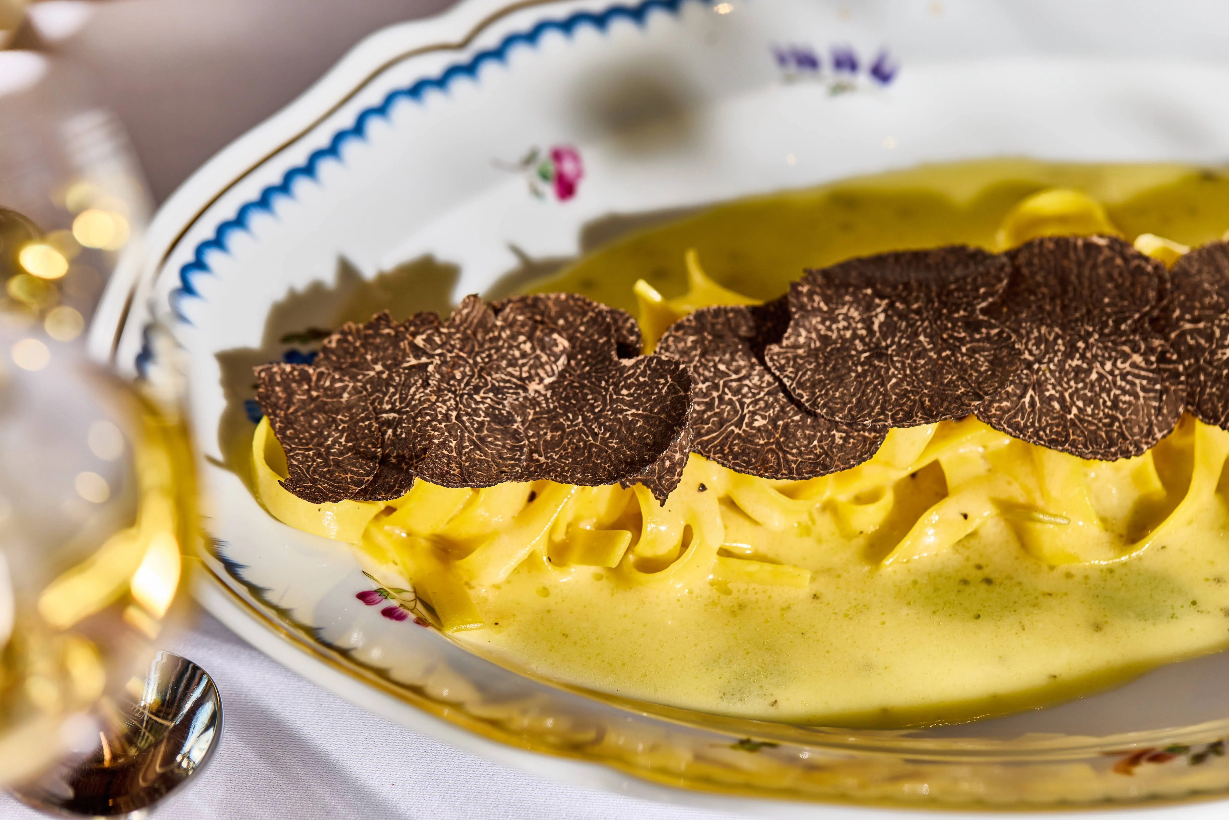 Tagliatelle in a black truffle butter sauce at ALBA London