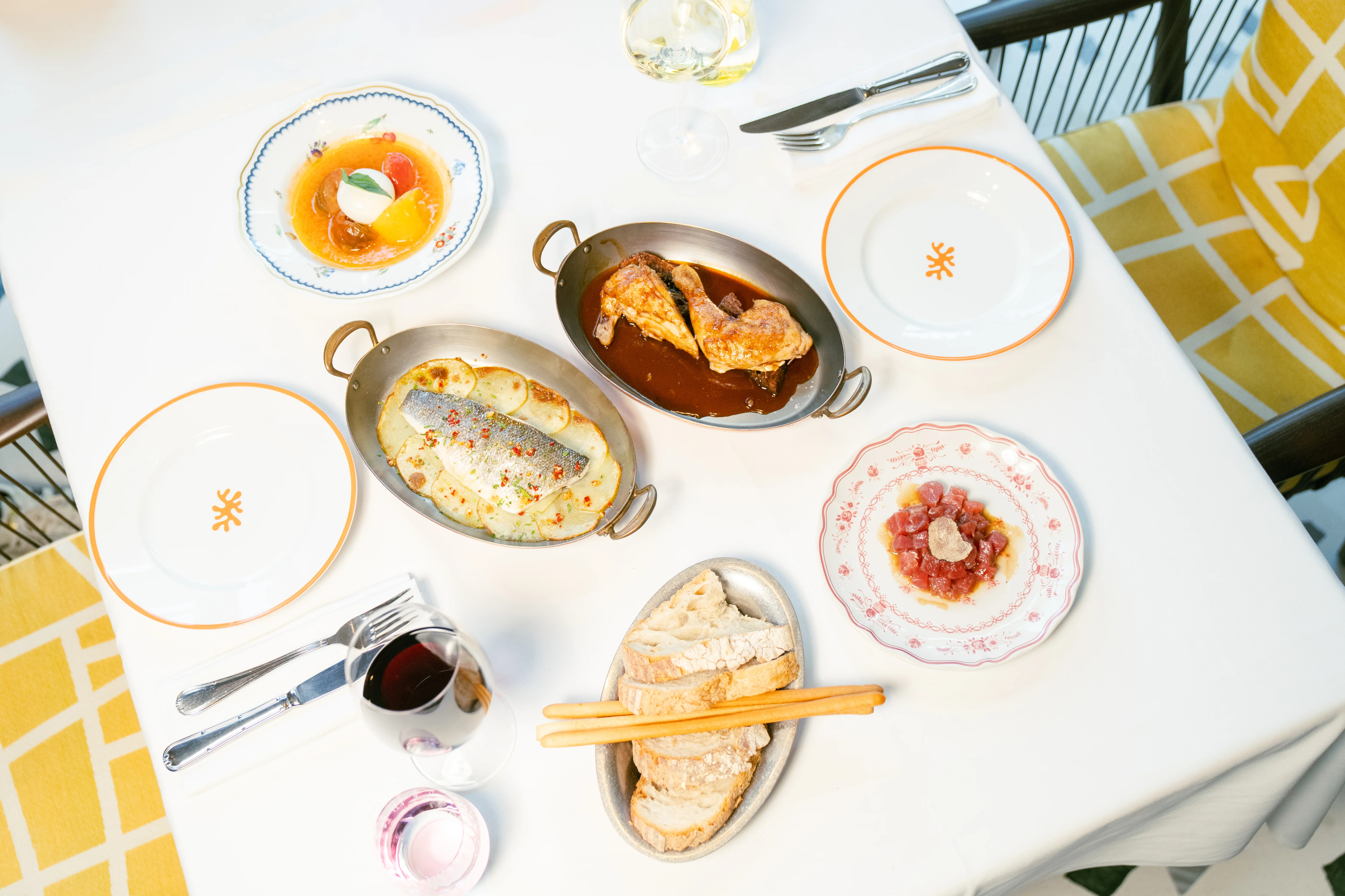 A Sunday lunch table at ALBA London, opposite Harrods