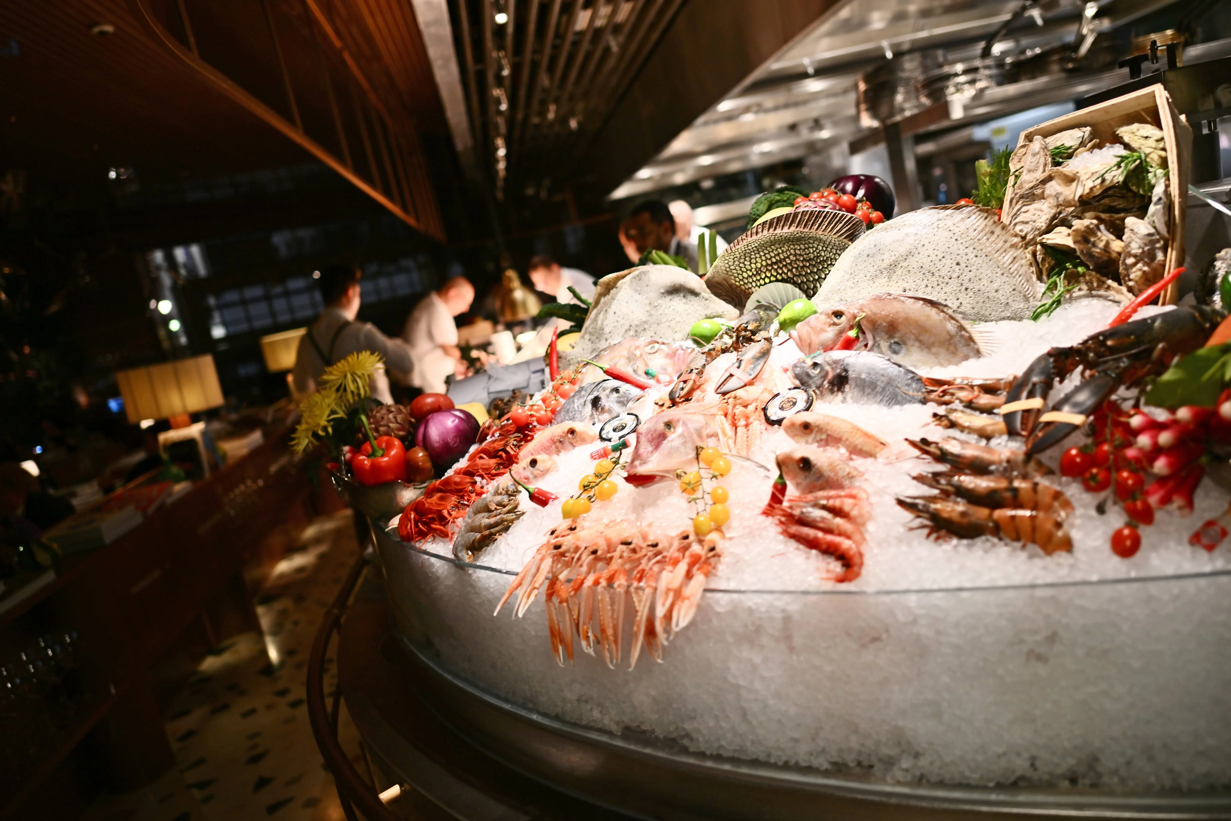 Whole fish on ice at Alba's fish counter