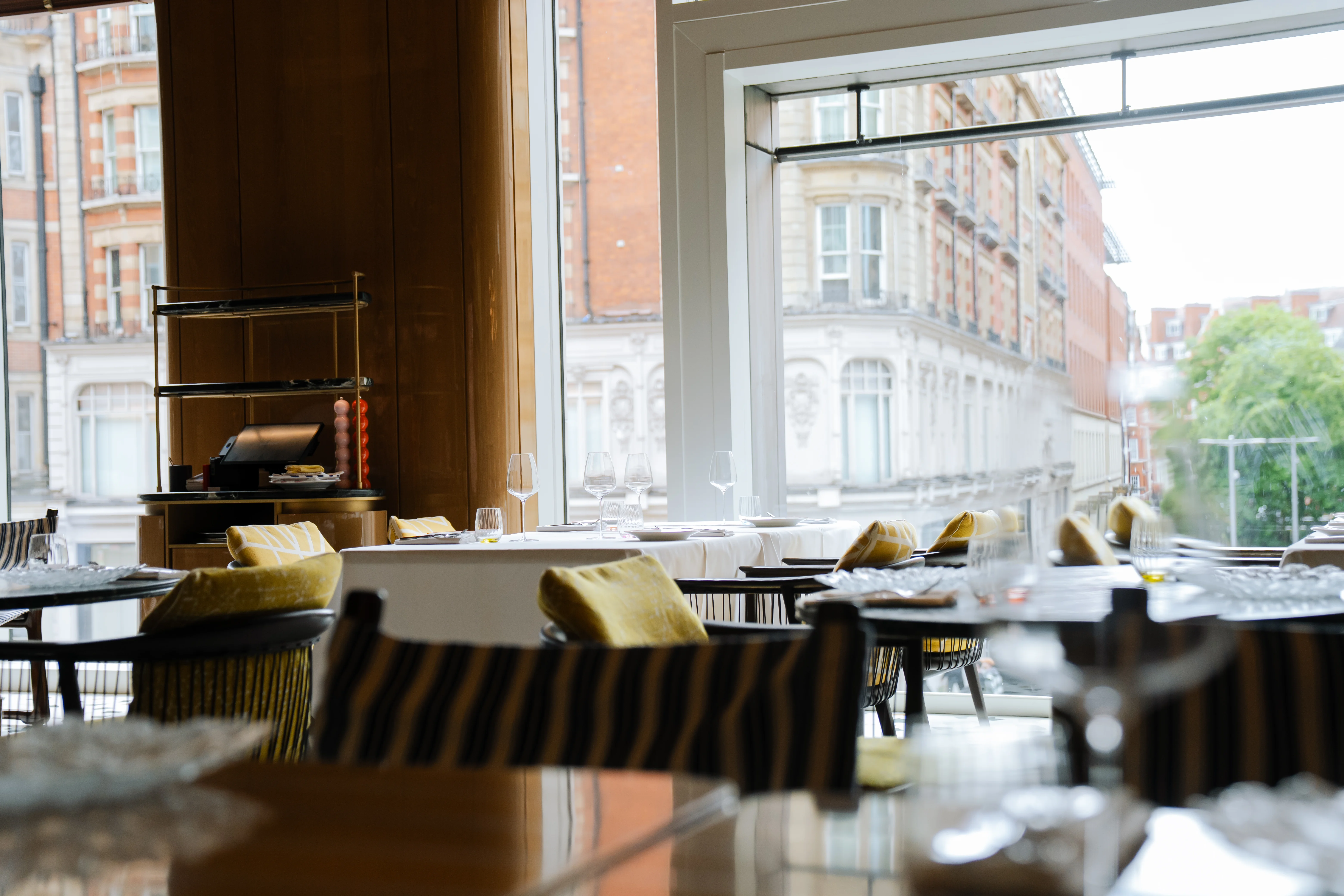 The dining room at ALBA London on Brompton Road, a short walk from the V&A
