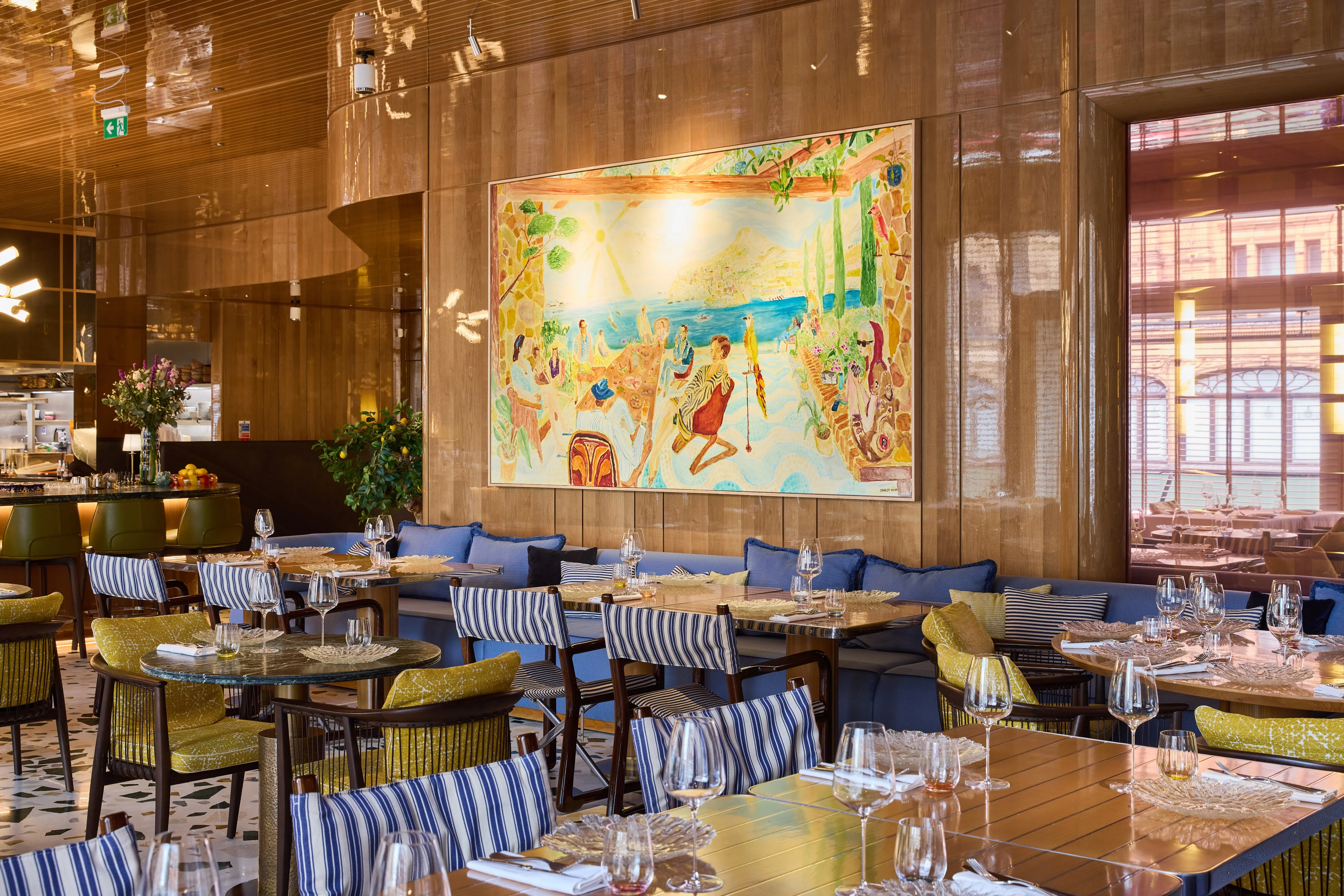 The Amalfi-inspired dining room at ALBA London in Knightsbridge