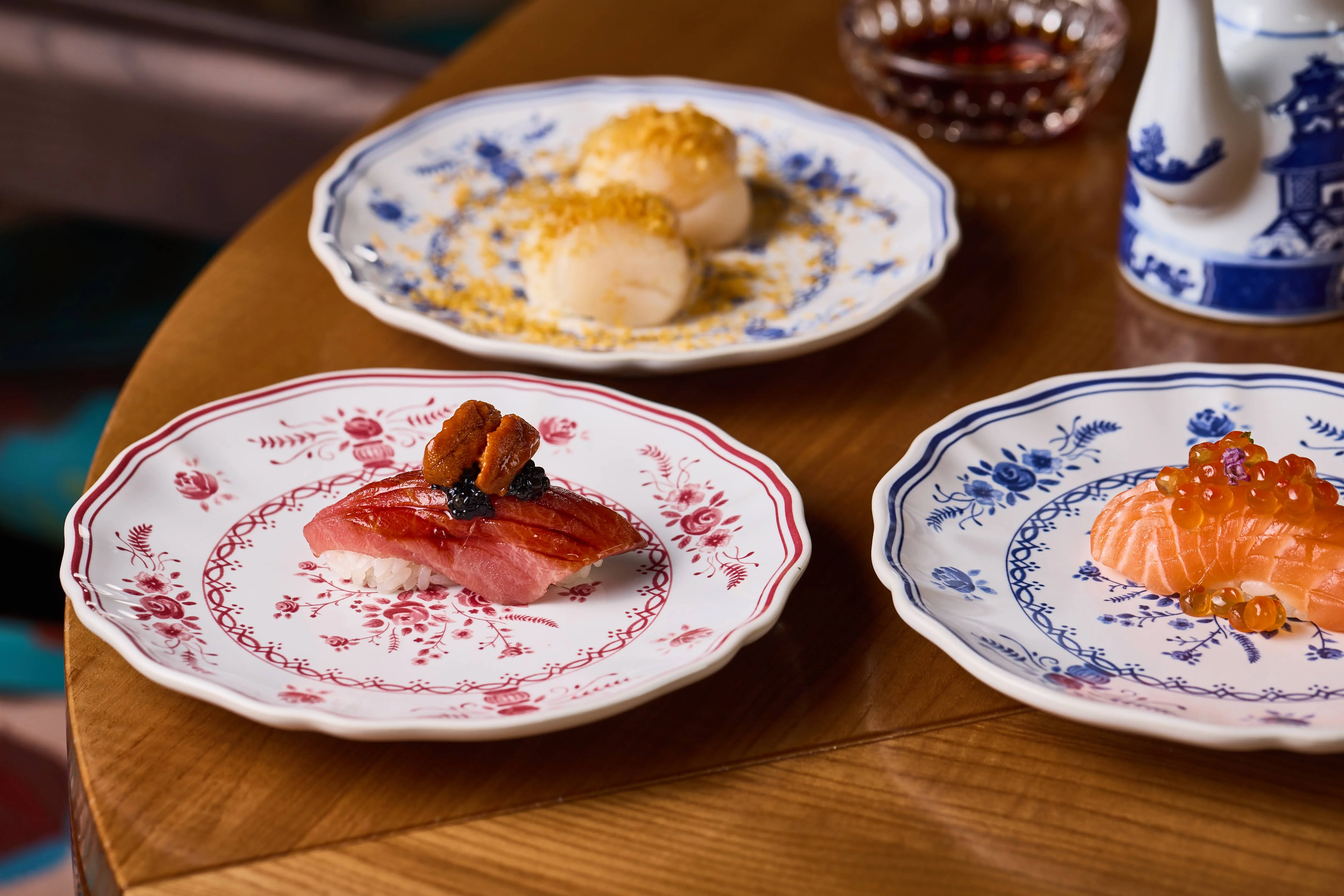 A piece of nigiri served at ALBA's omakase counter in Knightsbridge