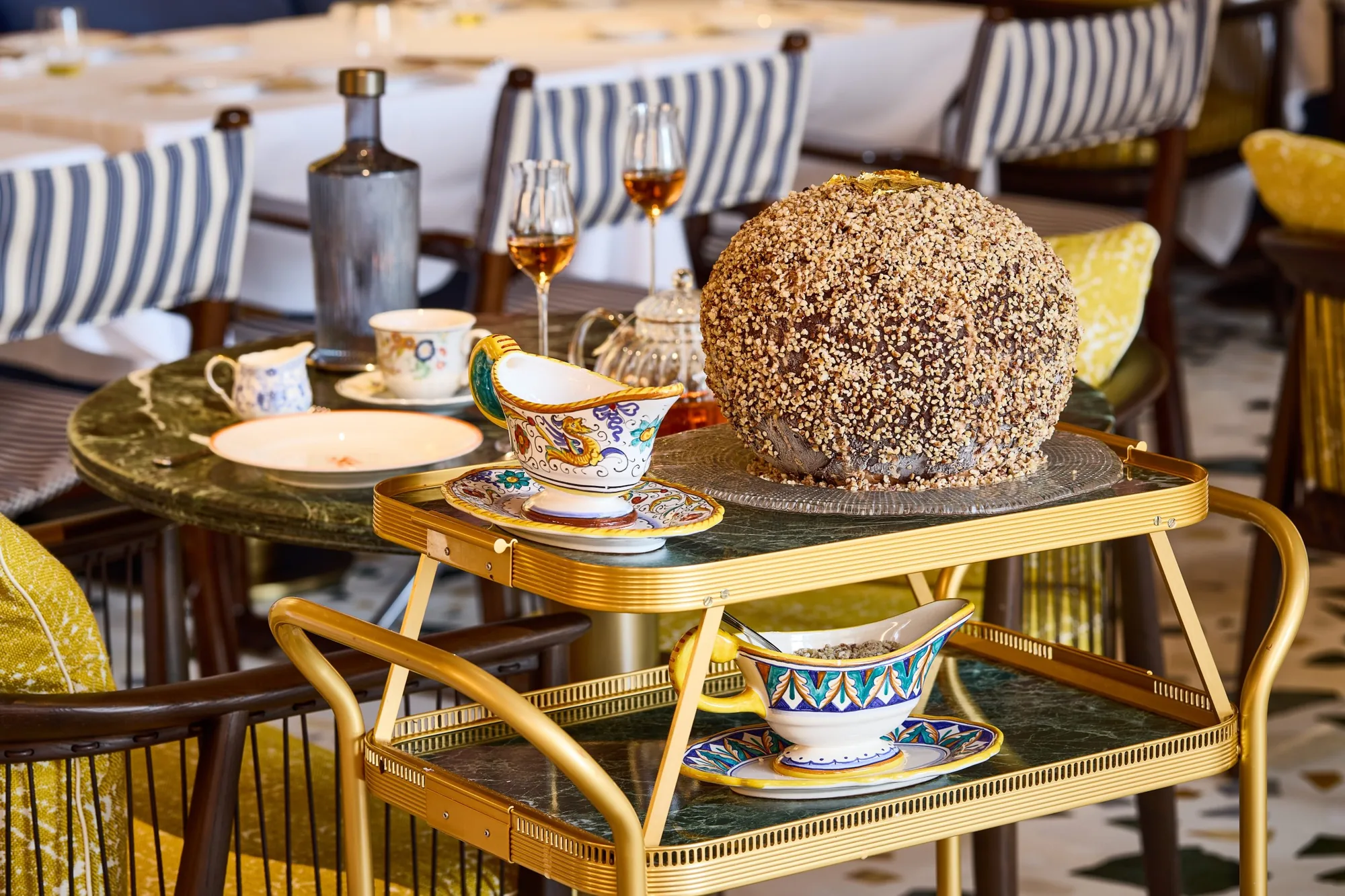 Hazelnut praline Grand Gelato on the dessert trolley at ALBA, Italian restaurant in Knightsbridge