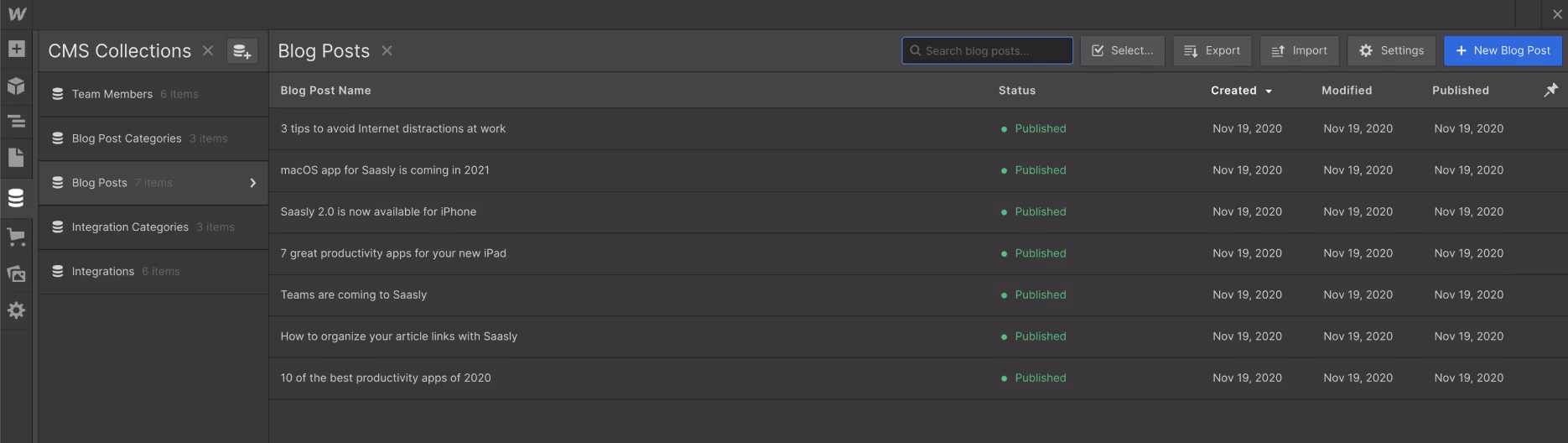 CMS Collection - Saasly Webflow Template