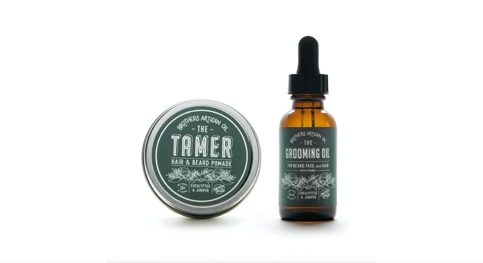 Beauty product packaging for hair and beard pomade and grooming oil