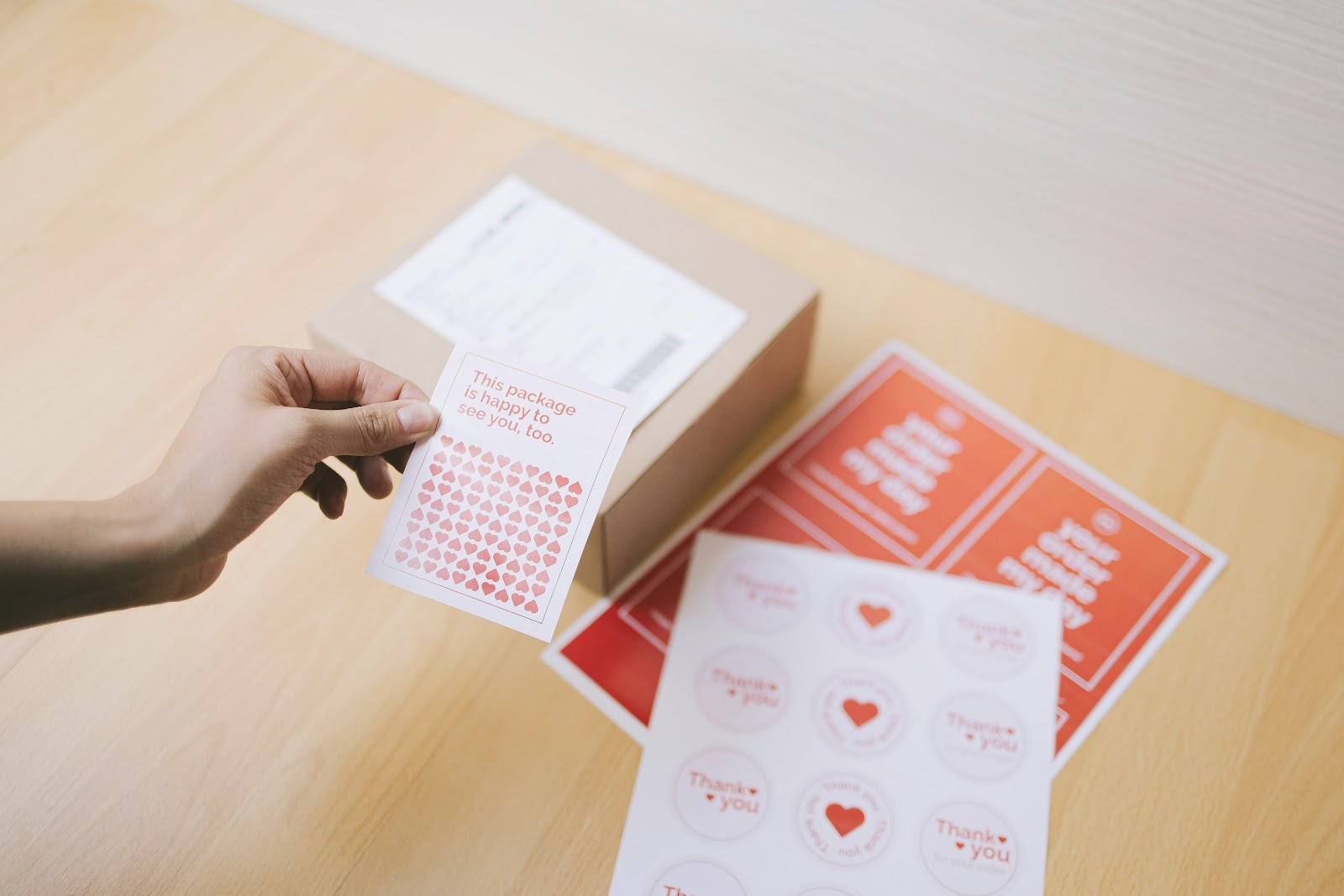 Custom branded inserts for ecommerce orders.