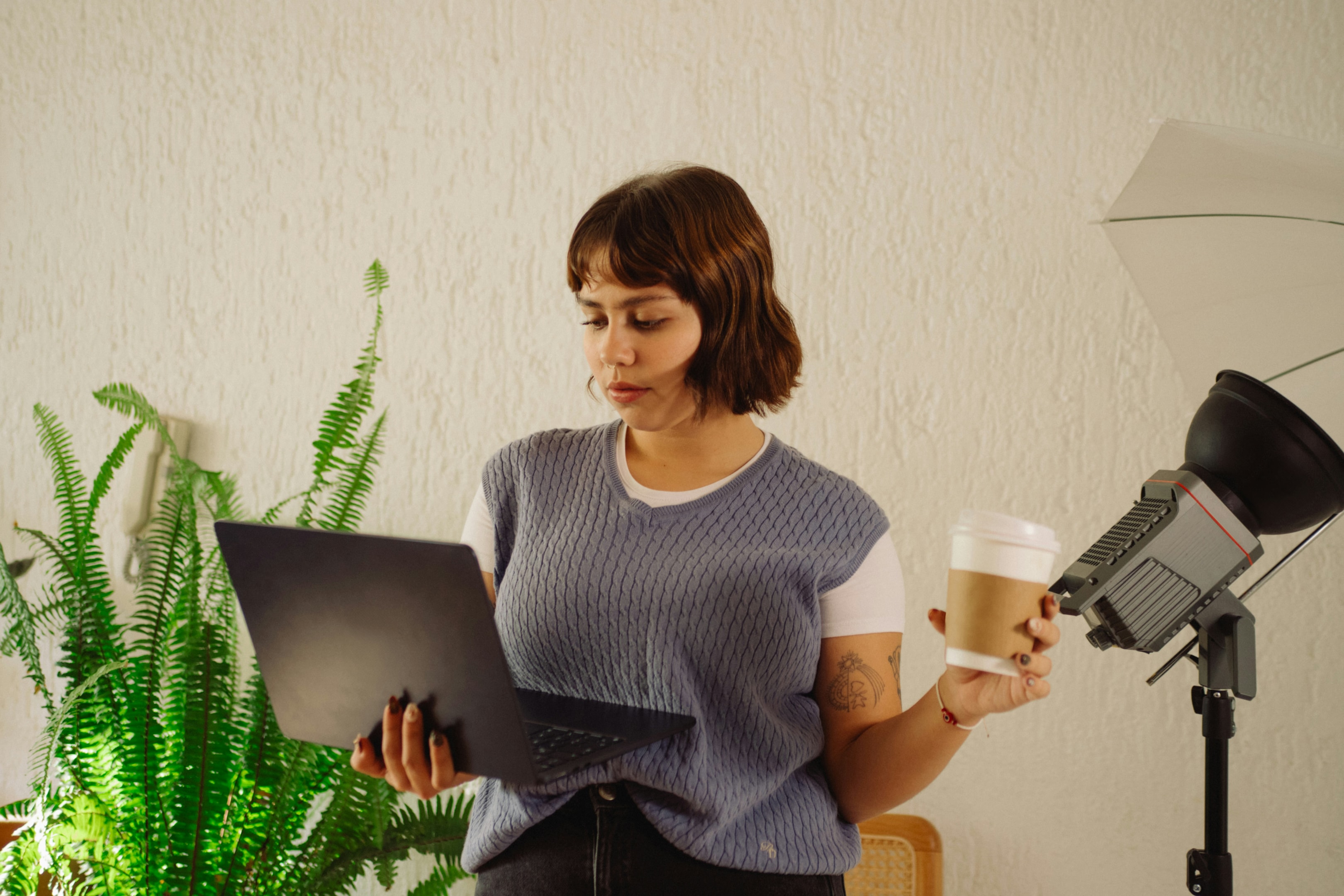 A business owner working from home with a Virtual Plan from Saltbox.