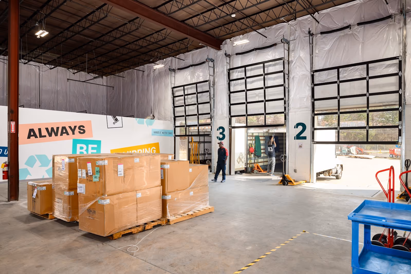 warehouse interior showcasing flexible and secure storage solutions with advanced technology, designed to support scalable logistics operations and seasonal demand fluctuations.