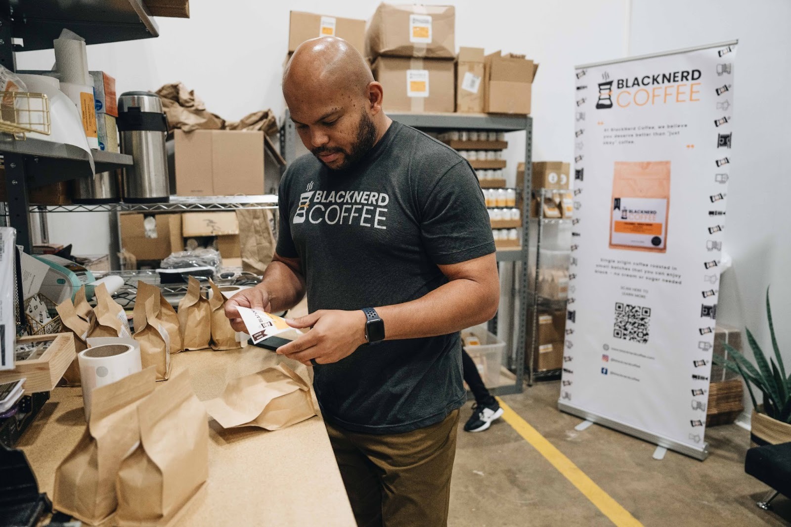 An entrepreneur works through his in-house fulfillment process. While these strategies are great for early-stage brands, there are other 3PL alternatives that offer more benefits for growing ecommerce companies.