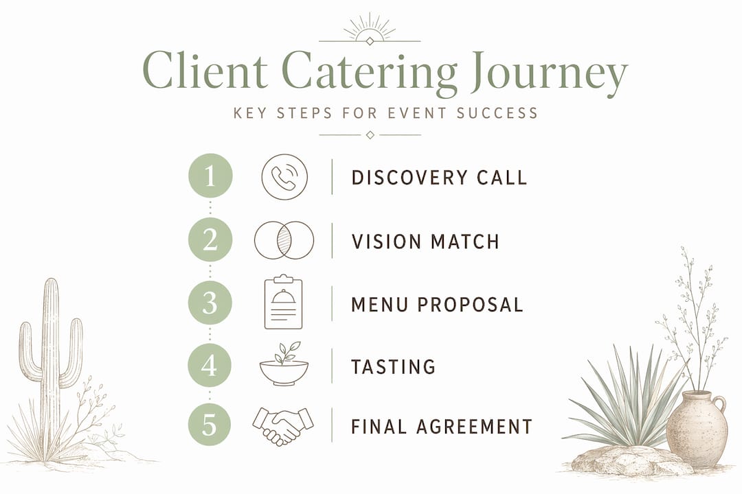 Infographic showing client catering process steps