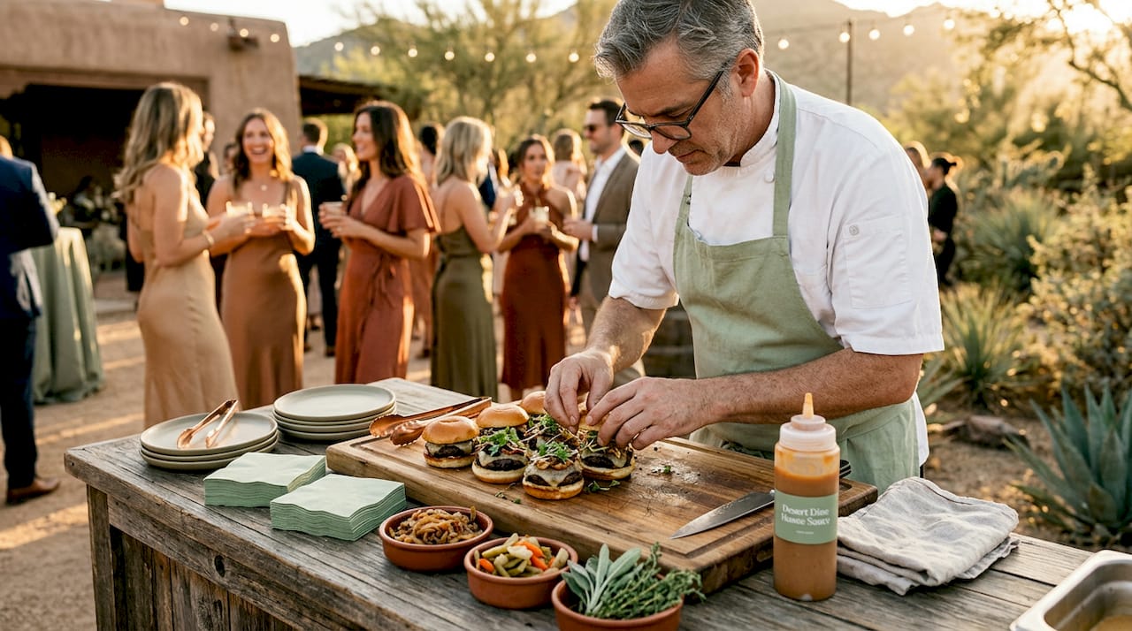 Chef preparing food at lively event station