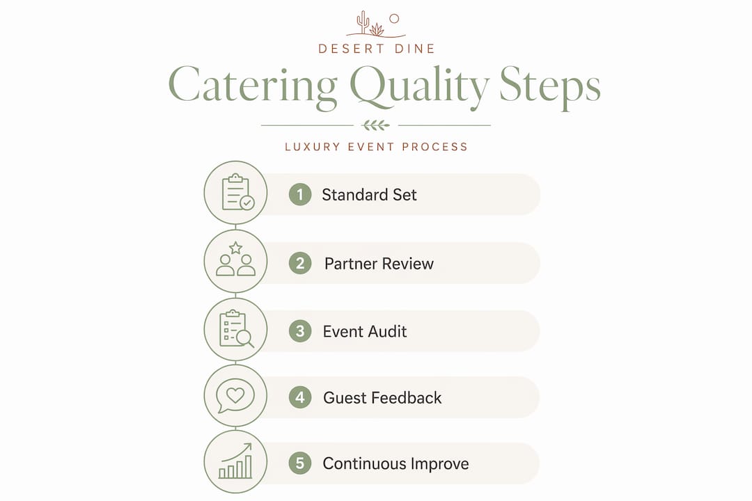 Infographic outlining steps to verify catering standards
