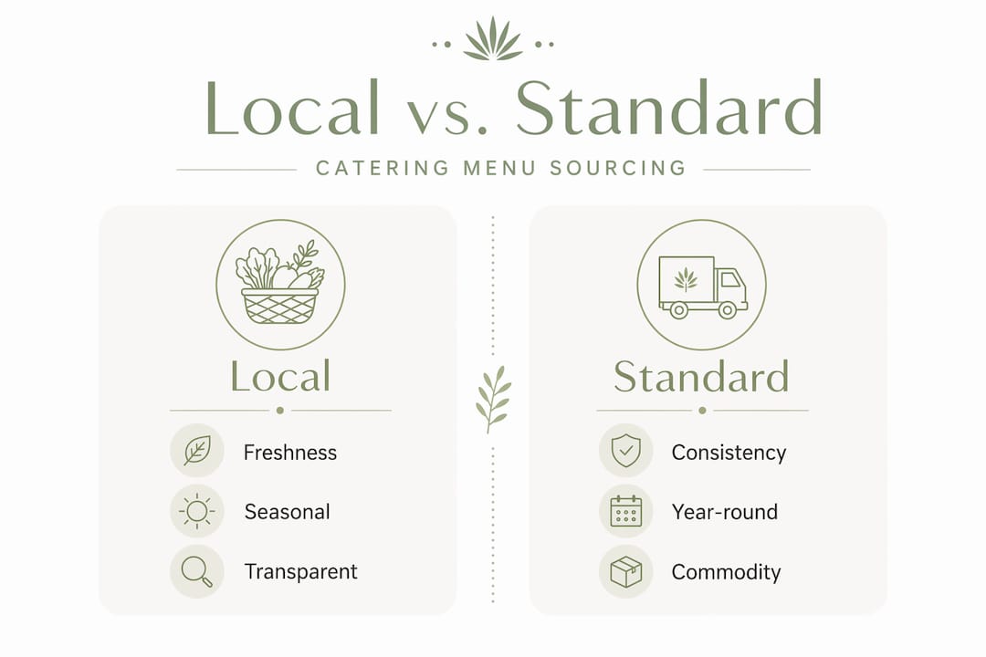 Infographic comparing local versus standard catering