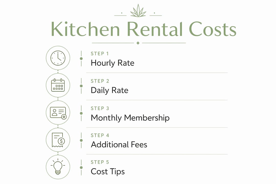 Infographic showing commercial kitchen rental cost steps