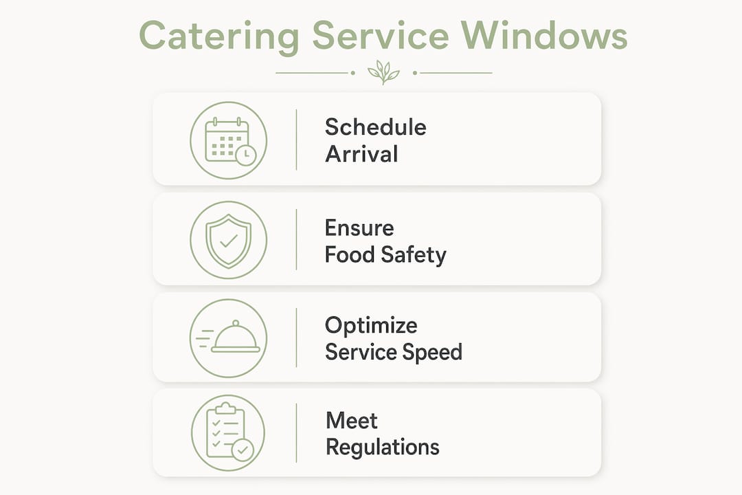 Infographic showing catering service windows key steps