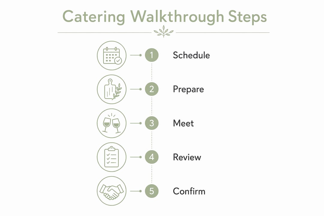 Infographic showing steps of wedding catering walkthrough visit