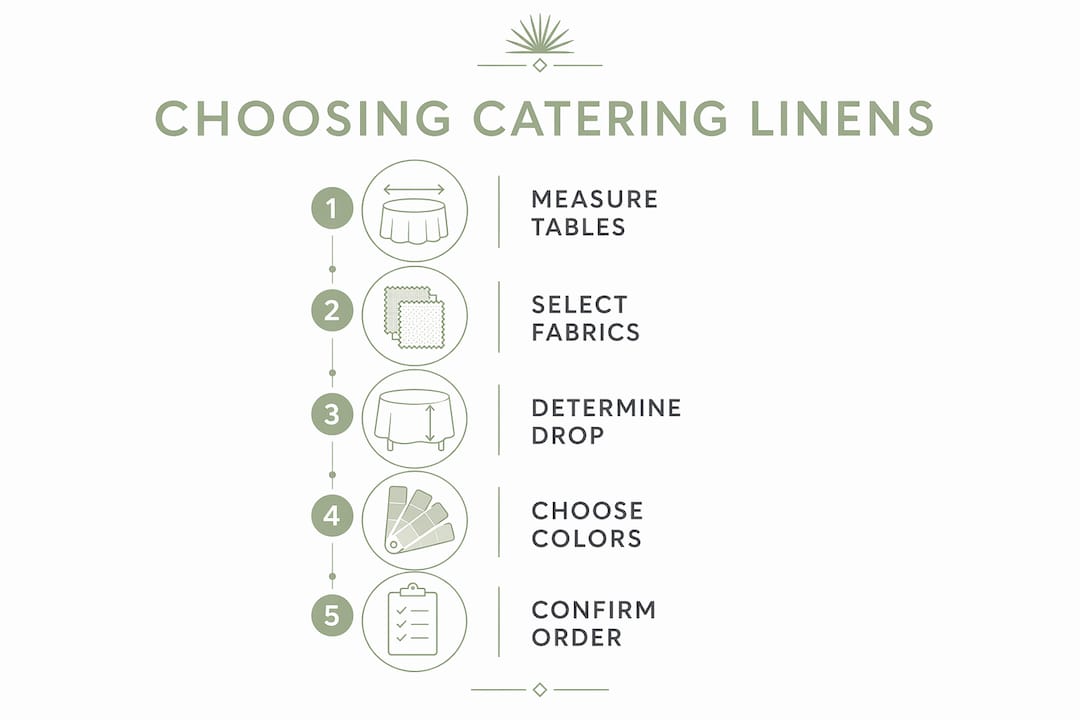 Infographic showing catering linen selection steps