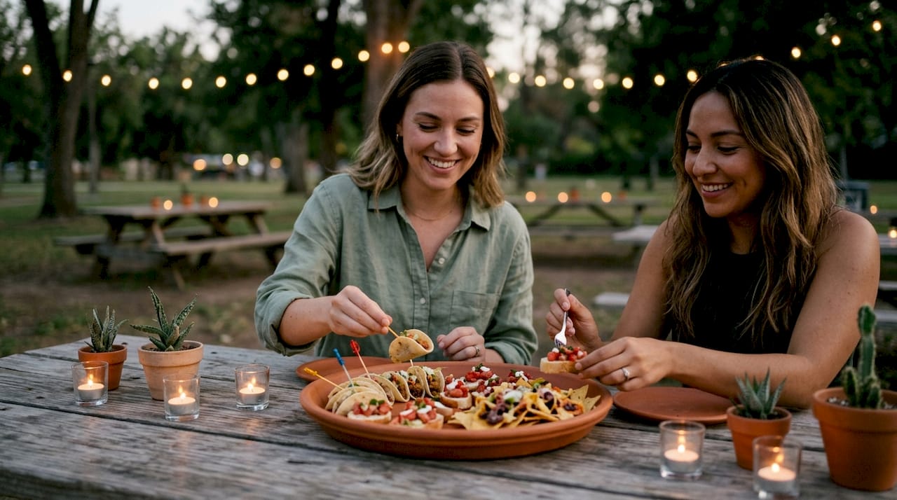 Group choosing late-night catering menu items