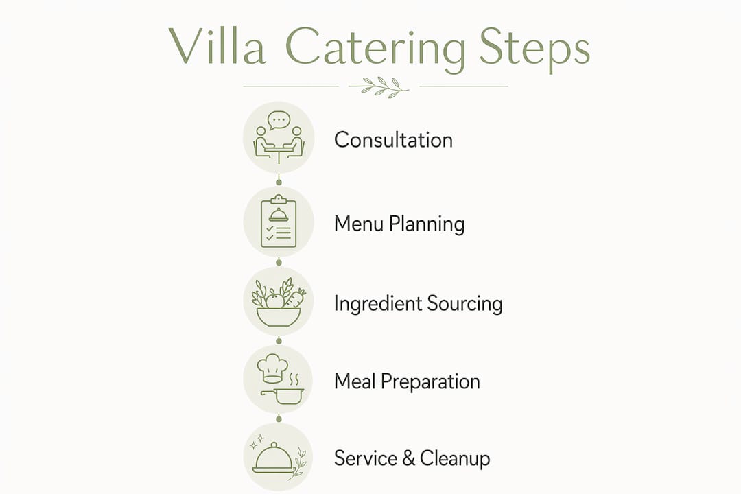 Infographic showing key steps in luxury villa catering