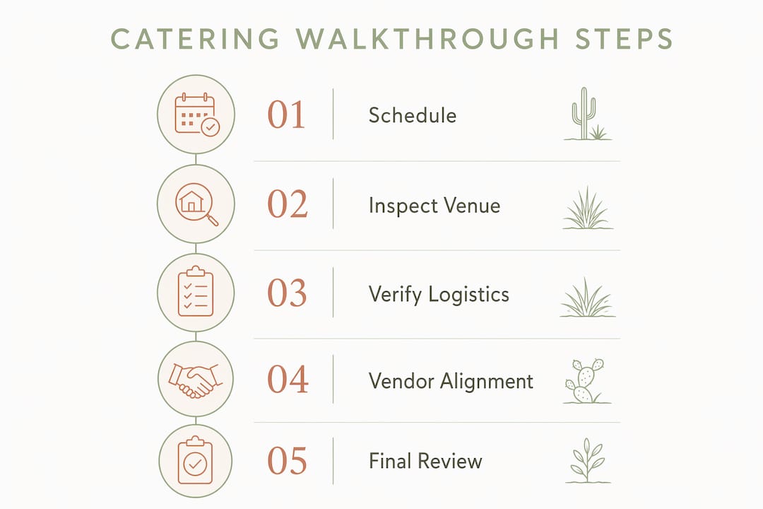 Infographic showing catering walkthrough steps