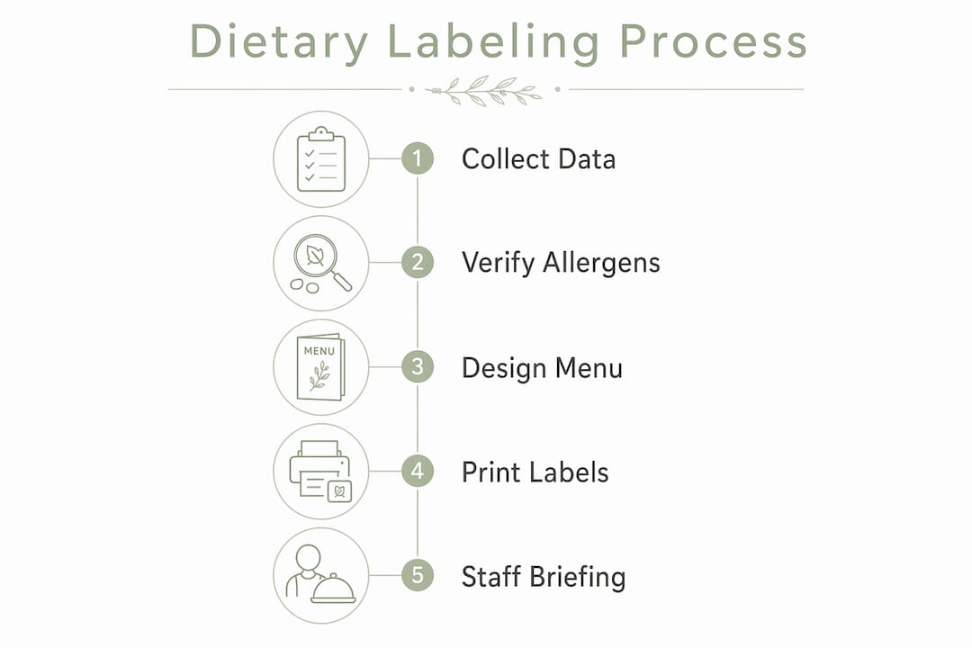 Infographic displaying wedding dietary labeling steps