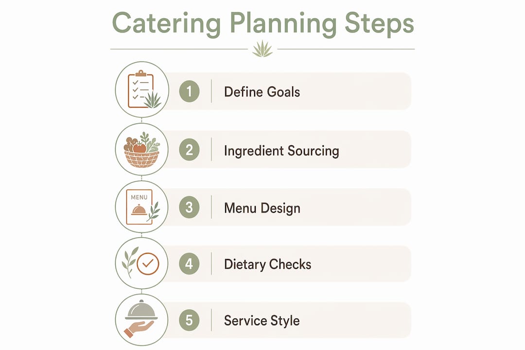 Infographic illustrating international catering planning steps