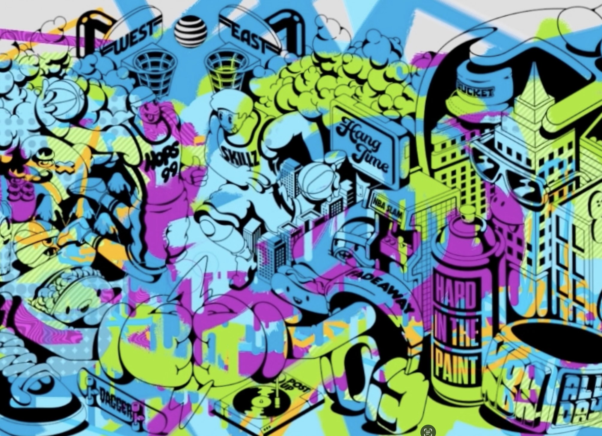 An image of a digital mural at NBA All Star 2024