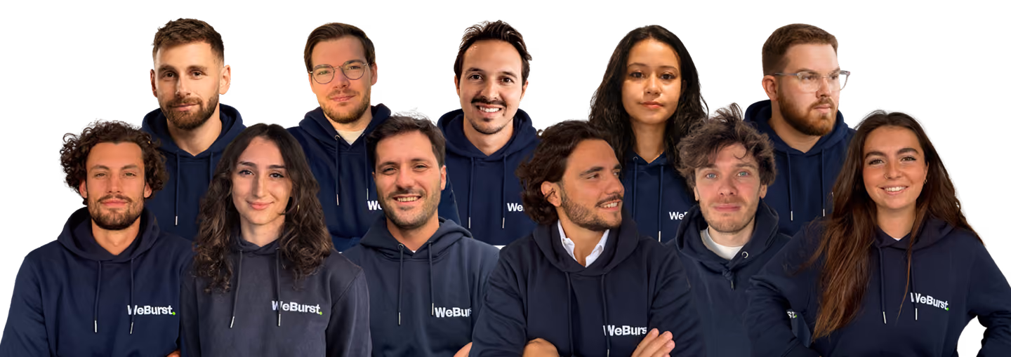 Photographie de l'équipe weburst, experts SEO, experts UX et les co-fondateurs.