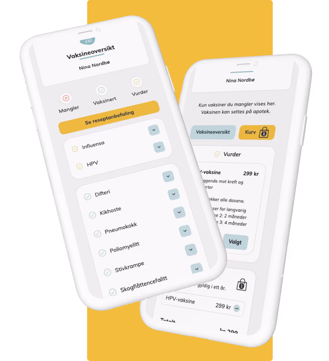 App screenshots of Flokki vaccine checker