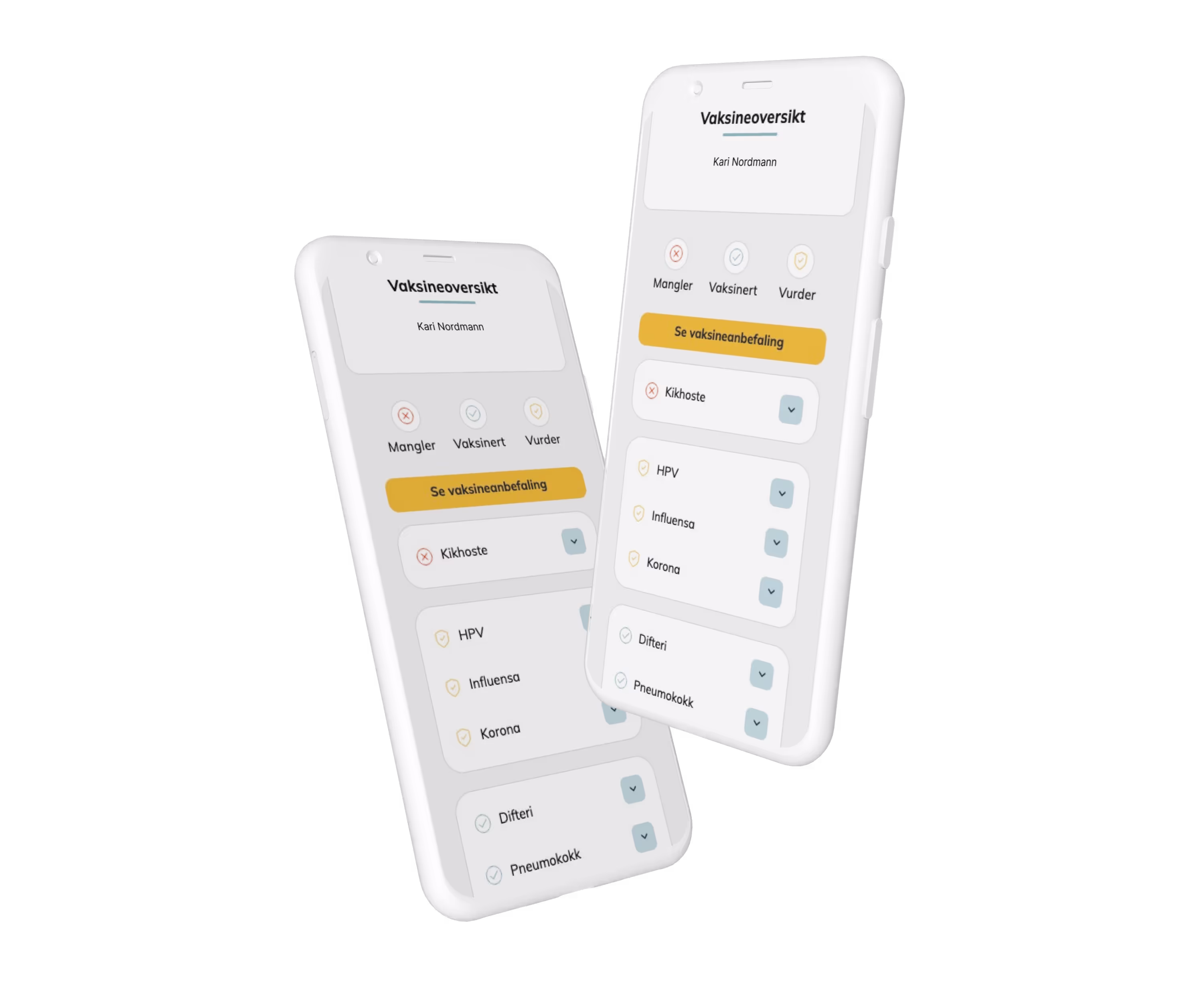 App mockup screens from Flokki Vaccine Checker