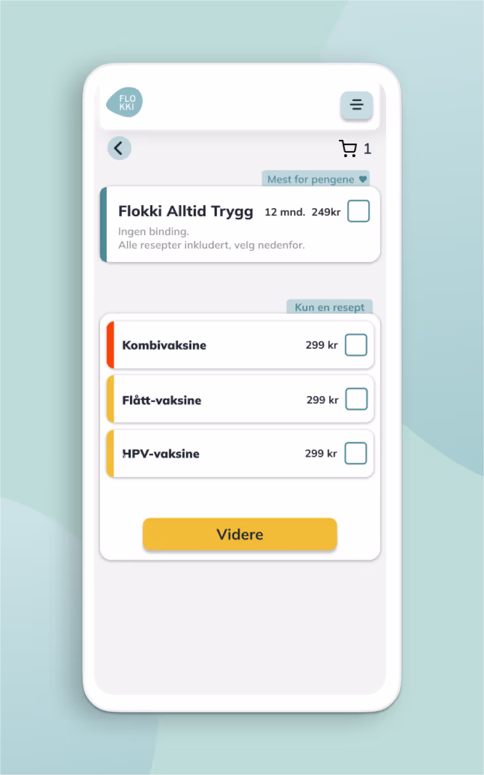 Image of prescription suggestions in the Flokki app