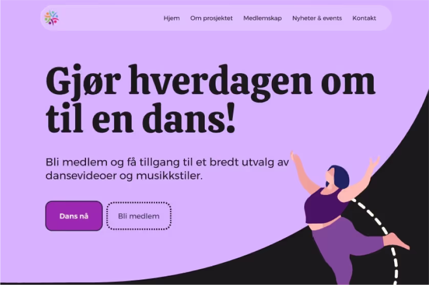 Screenshot of the landing page header section