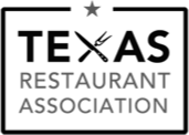 Texas Restaurant Association logo with stylized text.