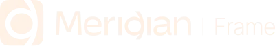 Meridian Frame logo with a stylized circular icon to the left of the text.