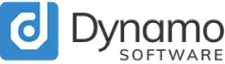Dynamo brand logo with a white stylized d on a blue square background.