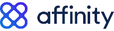 Affinity logo with a blue interlocking geometric icon followed by the word affinity in lowercase letters