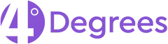 Logo with a purple circle featuring the number 4 and the word Degrees in purple text.