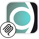 Abstract turquoise and white swirl pattern on a black rounded square background.